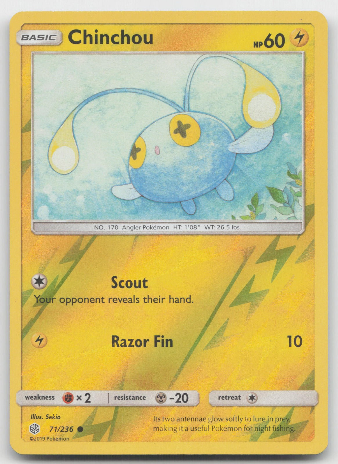 Chinchou Reverse Holo Common SM - Cosmic Eclipse 71/236 NM