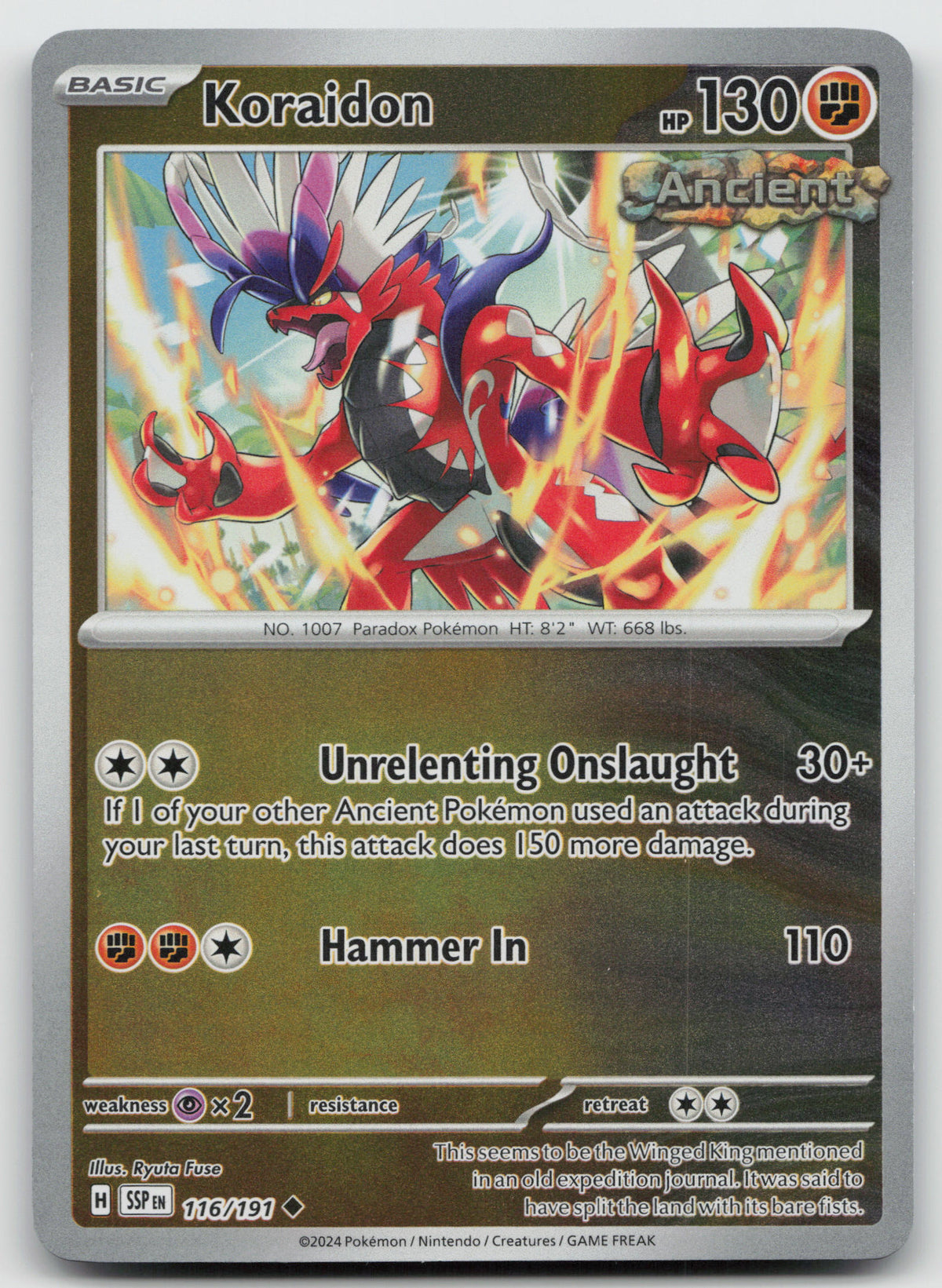 Koraidon Uncommon Reverse Holo SV08: Surging Sparks 116/191 NM