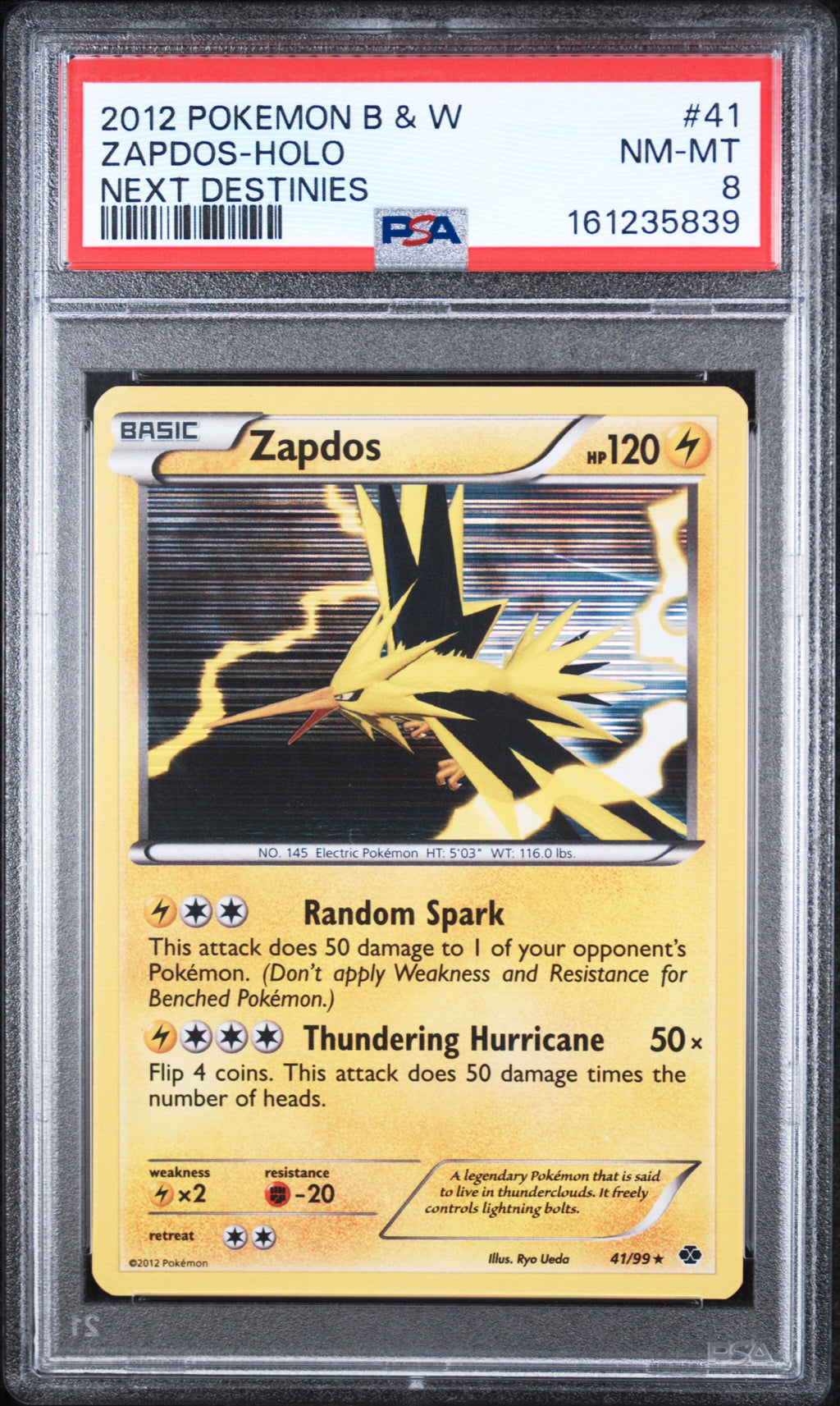 Zapdos Holo Pokemon Black & White Next Destinies 41/99 PSA 8