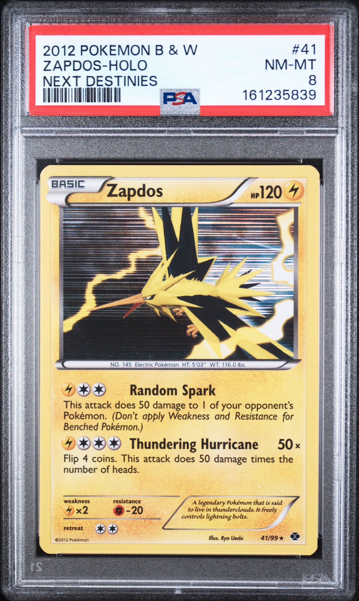 Zapdos Holo Pokemon Black & White Next Destinies 41/99 PSA 8