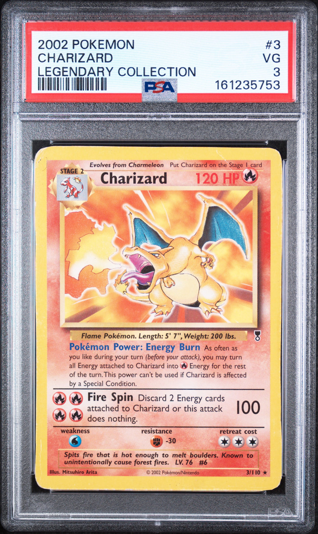 Charizard Pokemon Legendary Collection Non Holo Deck Exclusive 3/110 PSA 3