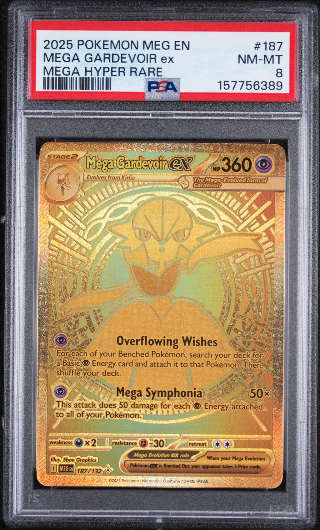 Mega Gardevoir Ex Mega Hyper Rare Pokemon Meg En-Mega Evolution 187/132 PSA 8