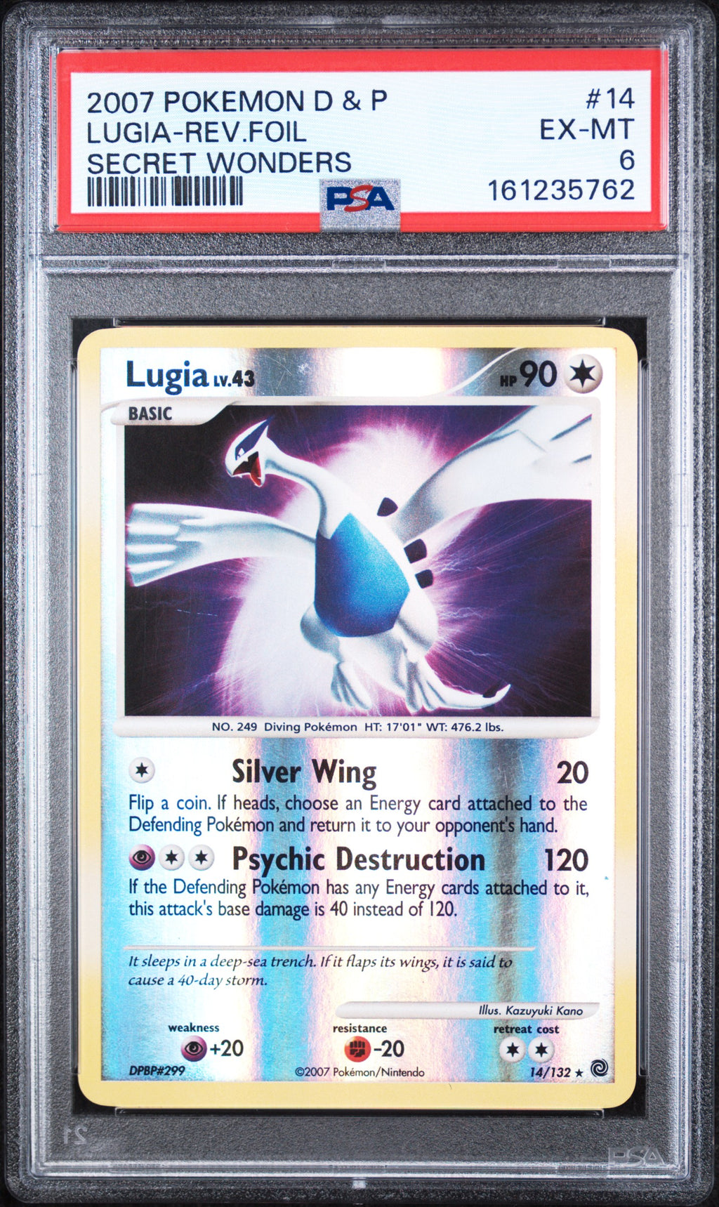 Lugia Pokemon Diamond & Pearl Secret Wonders Reverse Holo 14/132 PSA 6