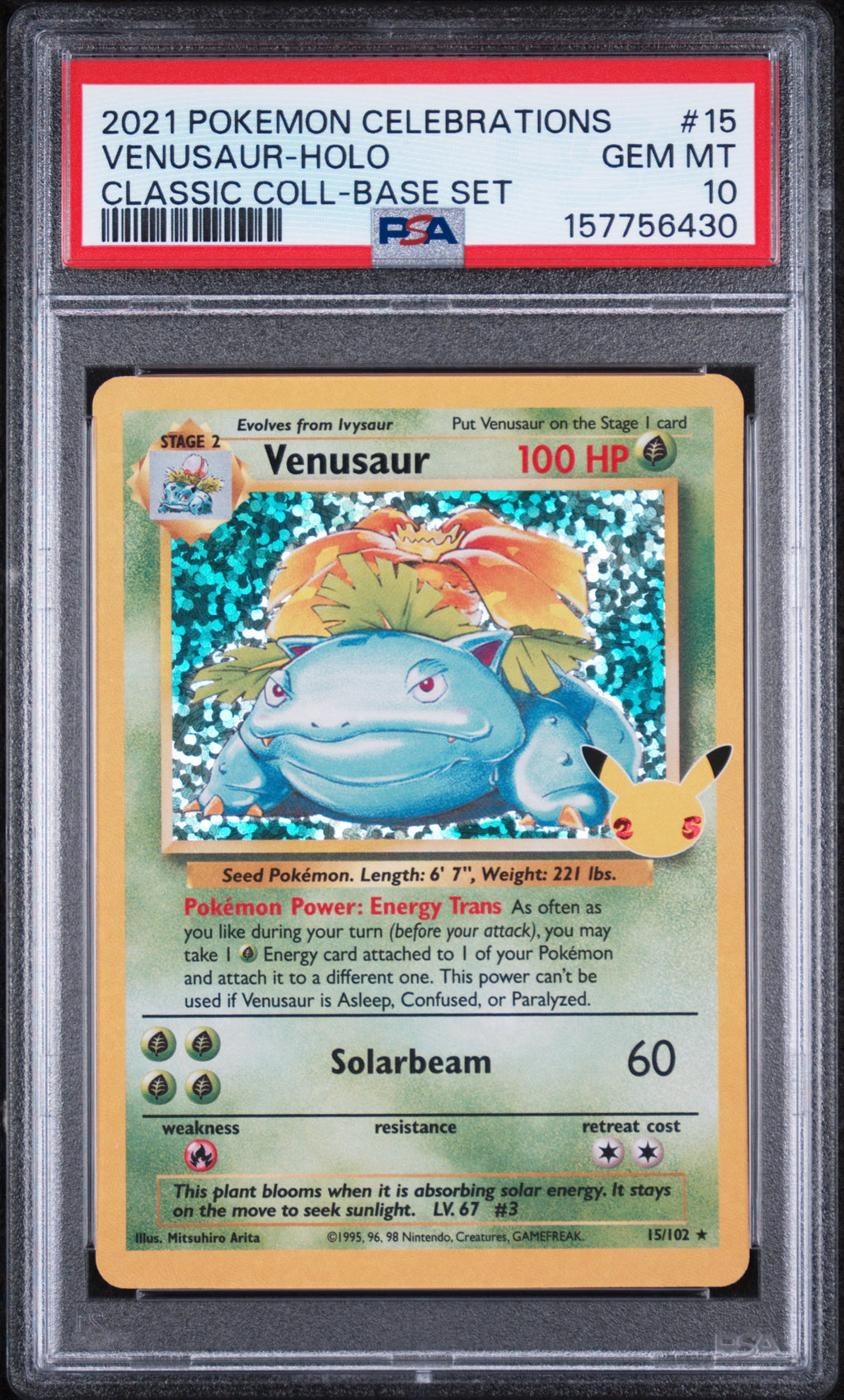 Venusaur Holo Pokemon Celebrations Classic Collection 15/102 PSA 10