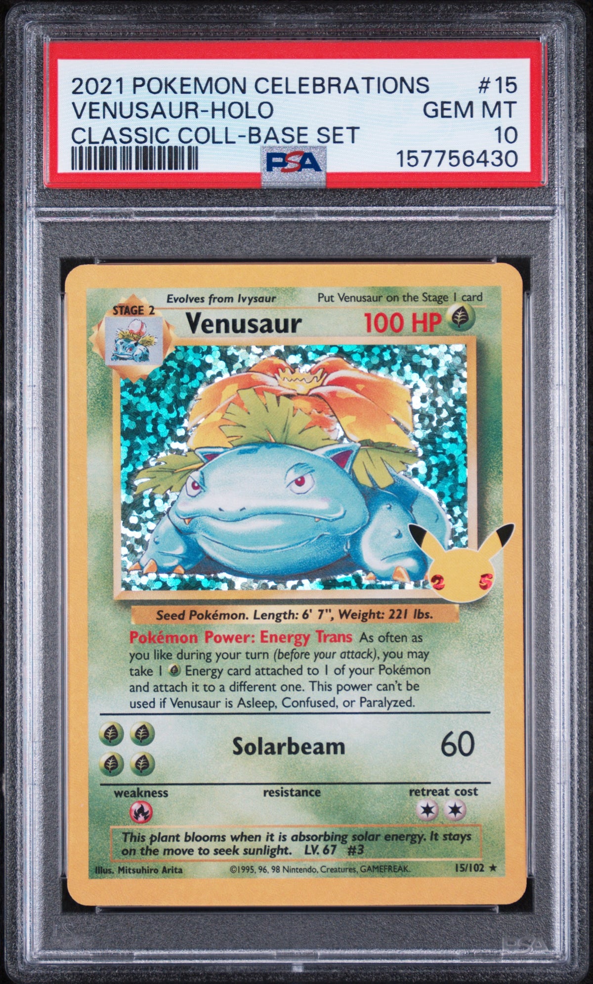 Venusaur Holo Pokemon Celebrations Classic Collection 15/102 PSA 10