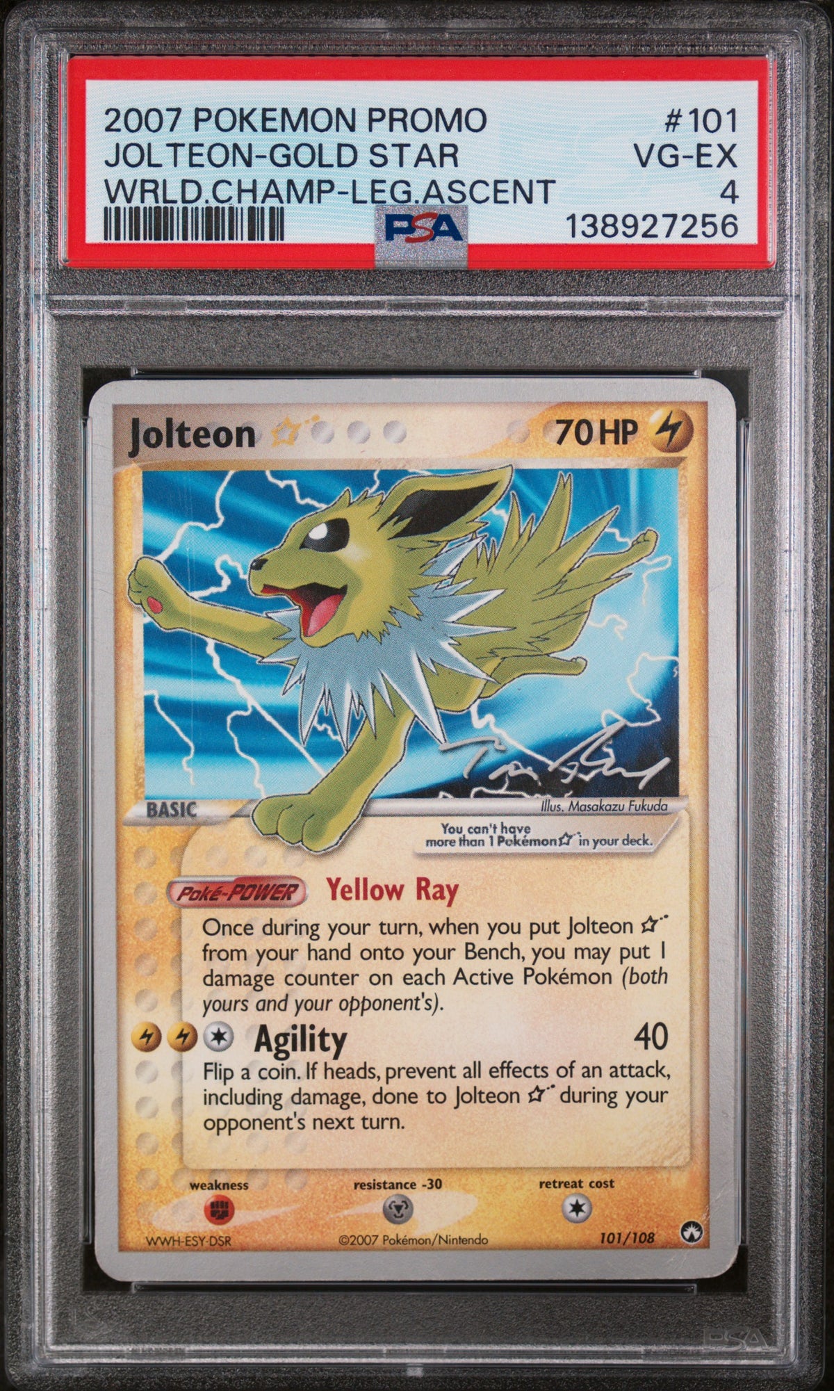 Jolteon-Gold Star World Championships Pokemon Promo 101/108 PSA 4
