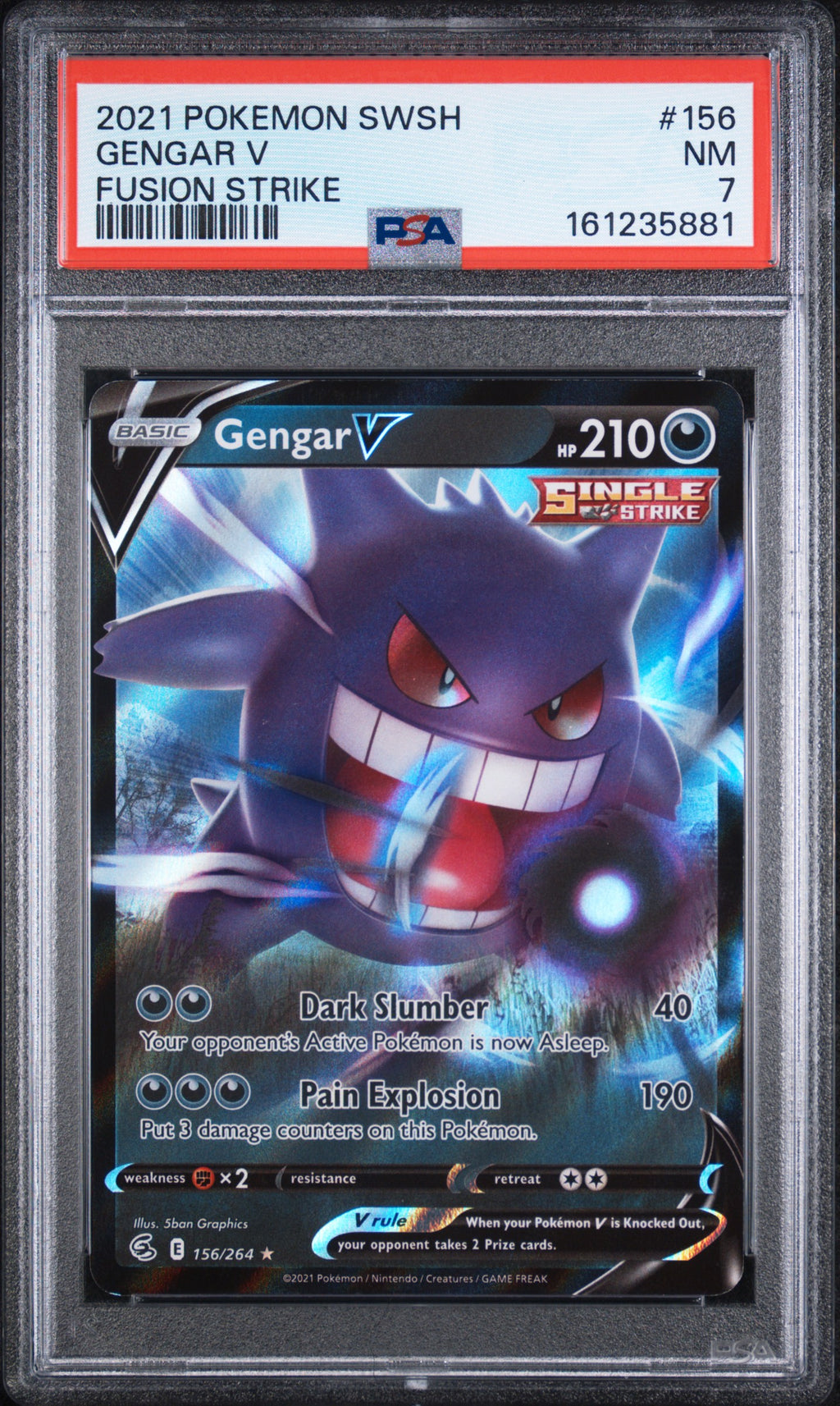 Gengar V Pokemon Sword & Shield Fusion Strike 156/264 PSA 7