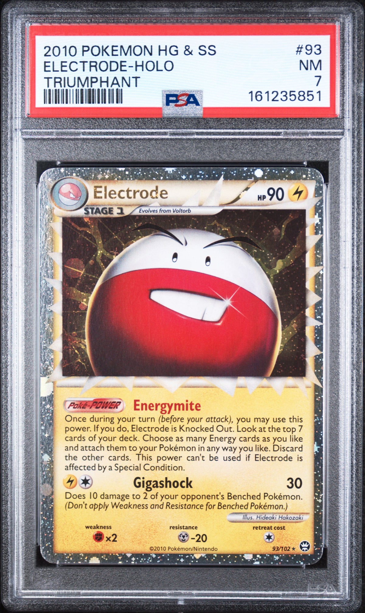Electrode Holo Pokemon Heartgold & Soulsilver Triumphant 93/102 PSA 7