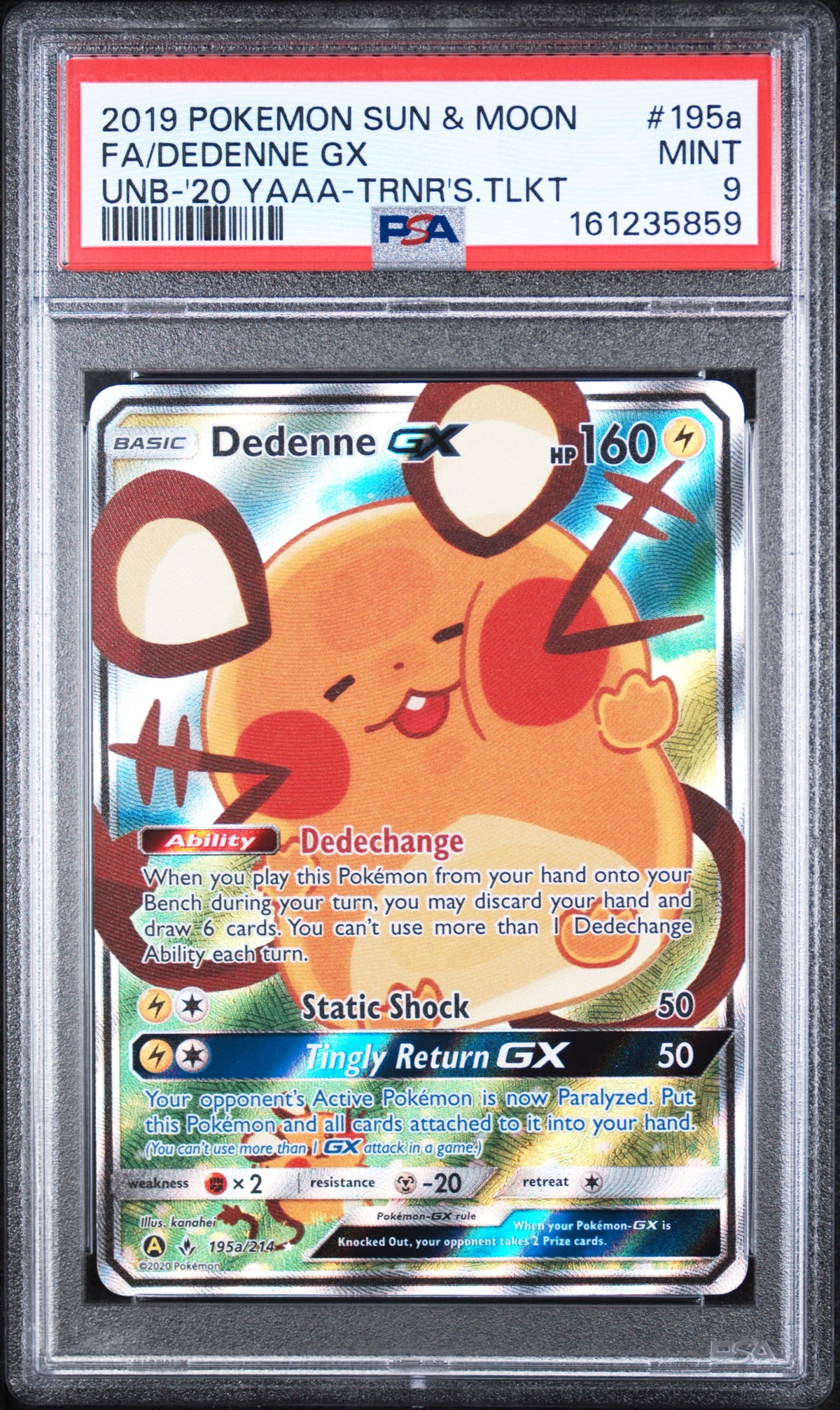 Dedenne Gx Pokemon Sun & Moon Unbroken Bonds Alternate Art 195a/214 PSA 9