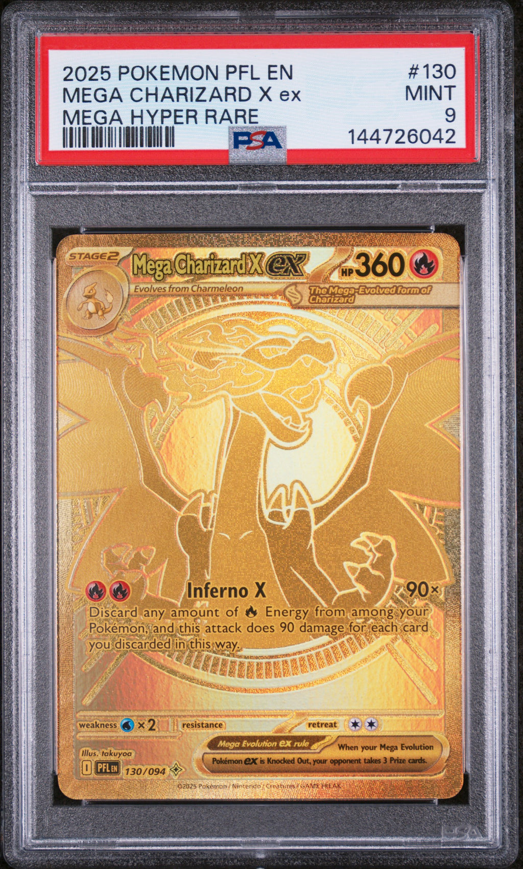 Mega Charizard X Ex Mega Hyper Rare Pokemon Phantasmal Flames 130/094 PSA 9