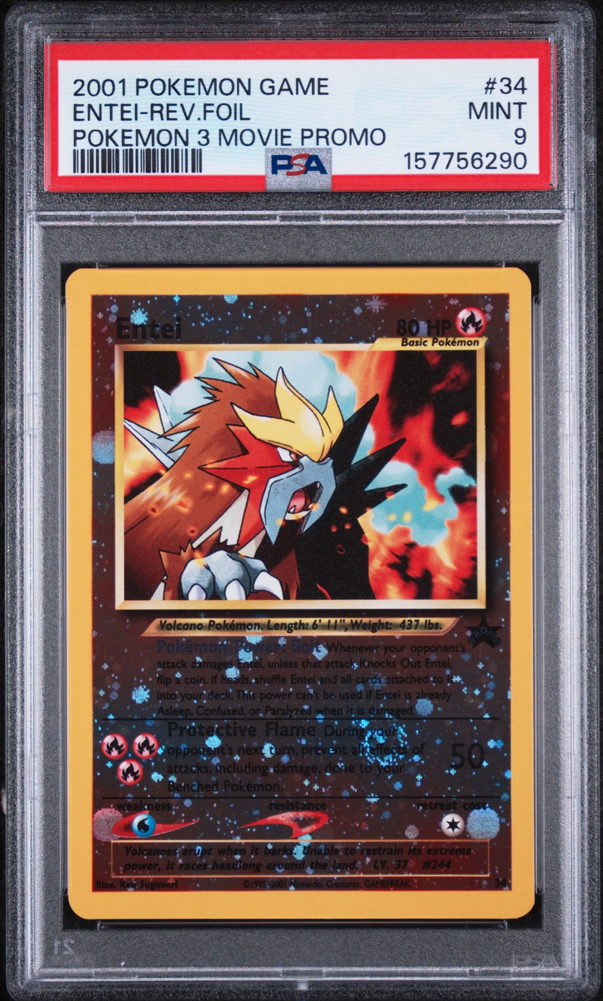 Entei Pokemon Movie Promo Pokemon Reverse Holo WOTC 34 PSA 9