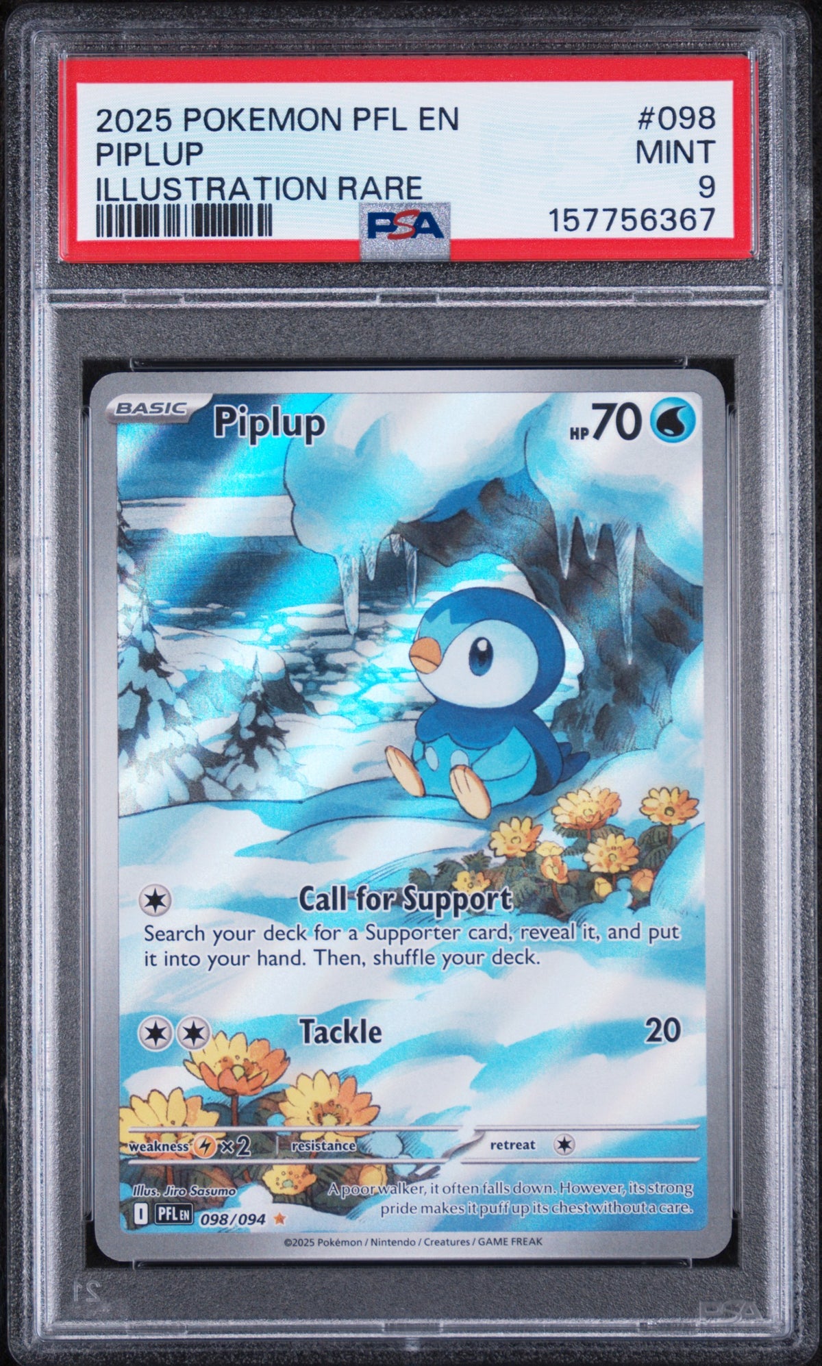 Piplup Illustration Rare Pokemon Pfl En-Phantasmal Flames 098/094 PSA 9