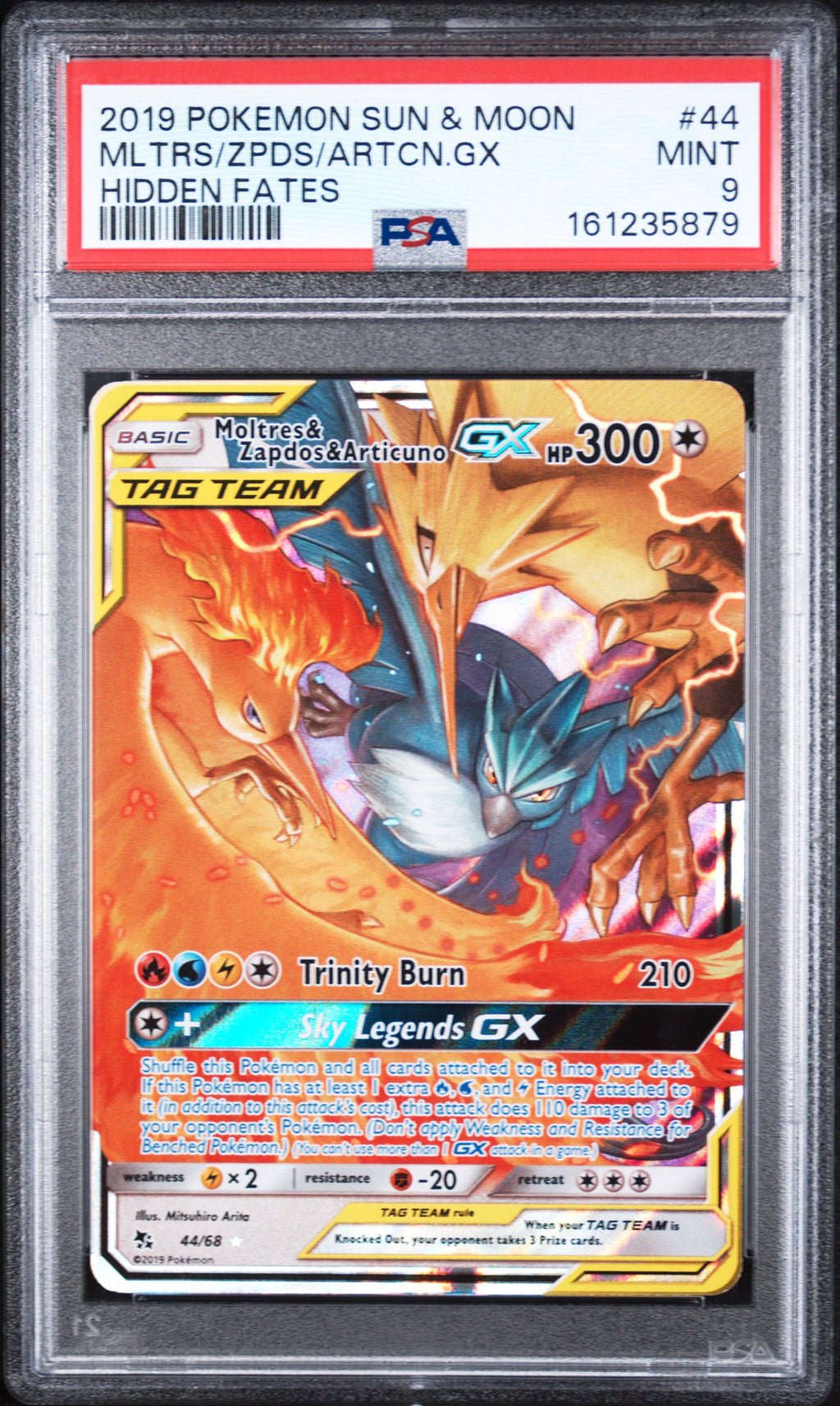 Moltres Zapdos Articuno GX Pokemon Sun & Moon Hidden Fates 44/68 PSA 9