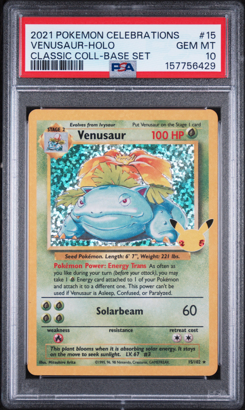 Venusaur Holo Pokemon Celebrations Classic Collection 15/102 PSA 10