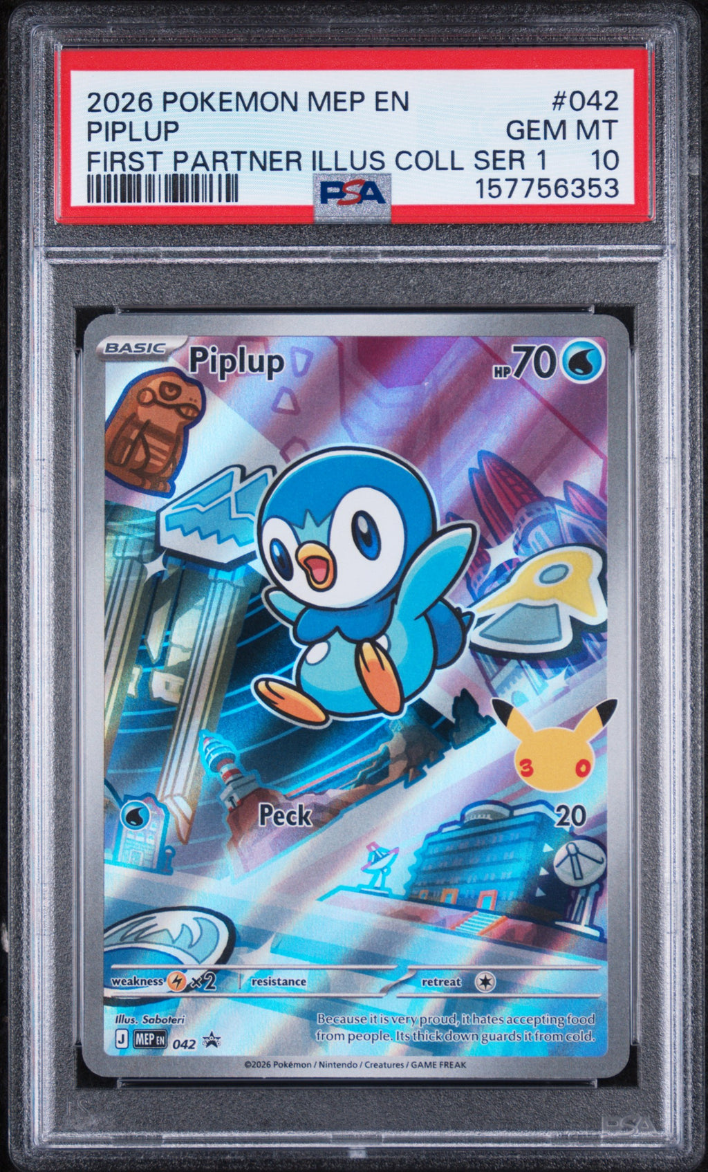 Piplup First Partner Series 1 Pokemon Black Star Promo MEP042 PSA 10