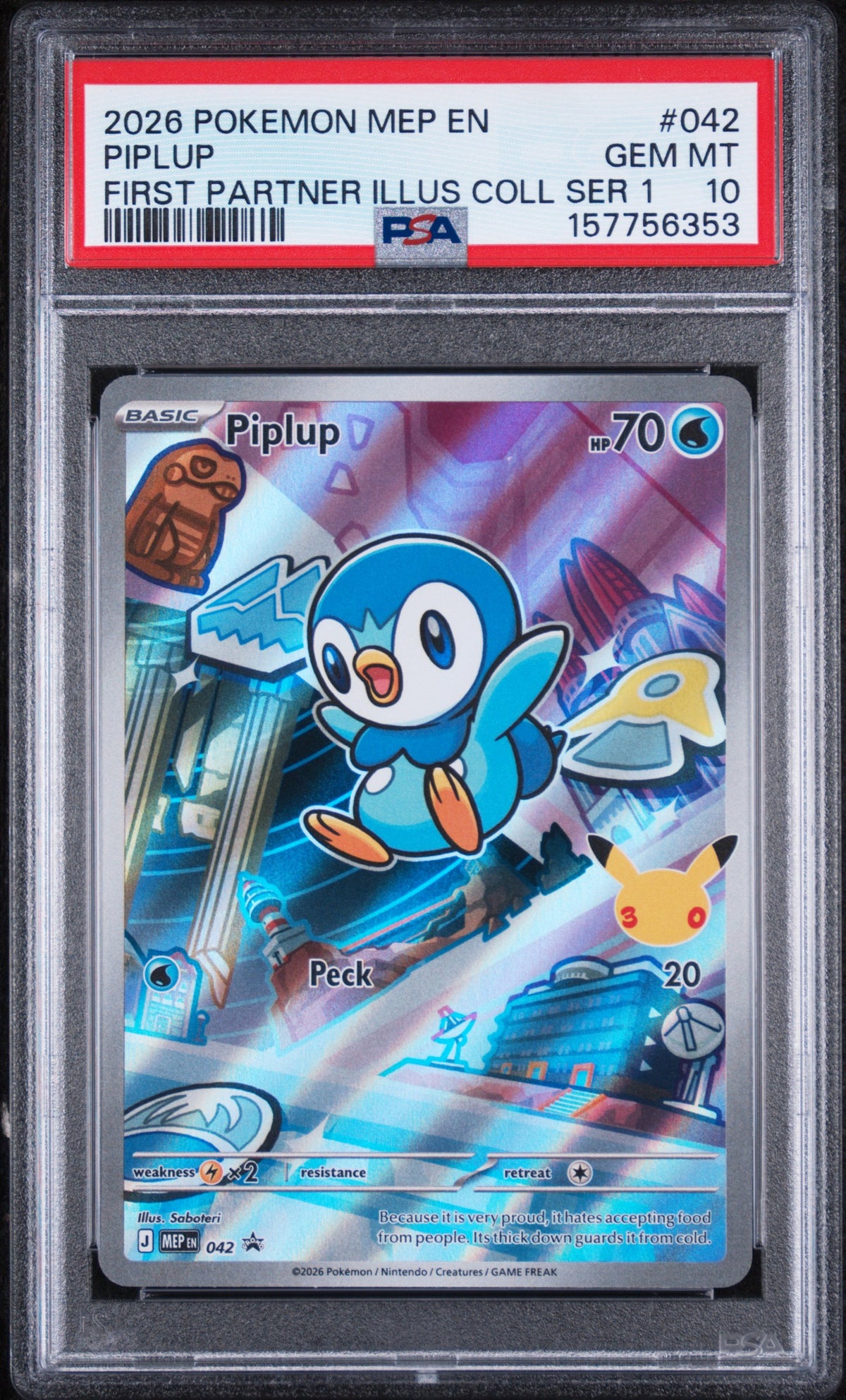Piplup First Partner Series 1 Pokemon Black Star Promo MEP042 PSA 10