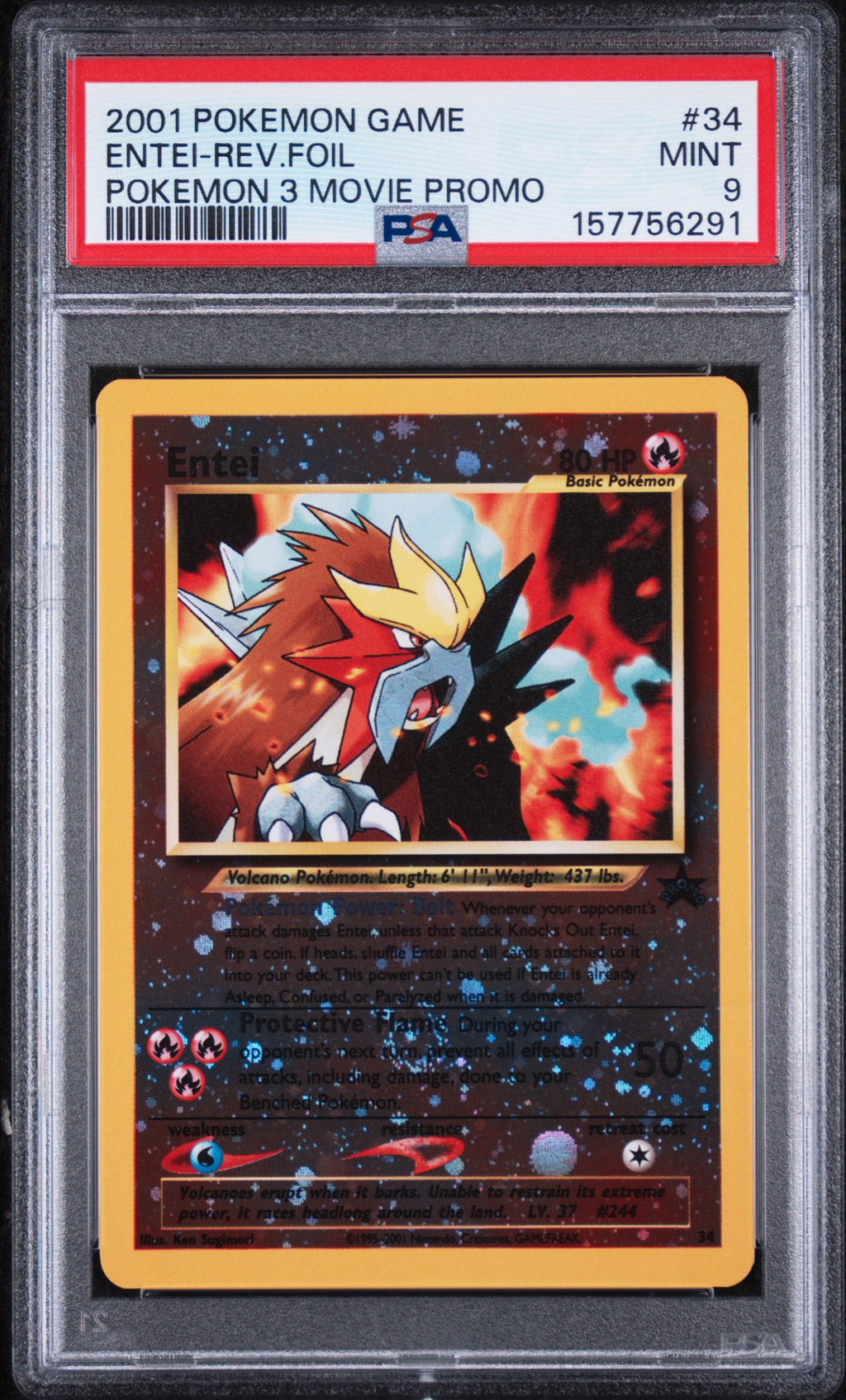 Entei Pokemon Movie Promo Pokemon Reverse Holo WOTC 34 PSA 9