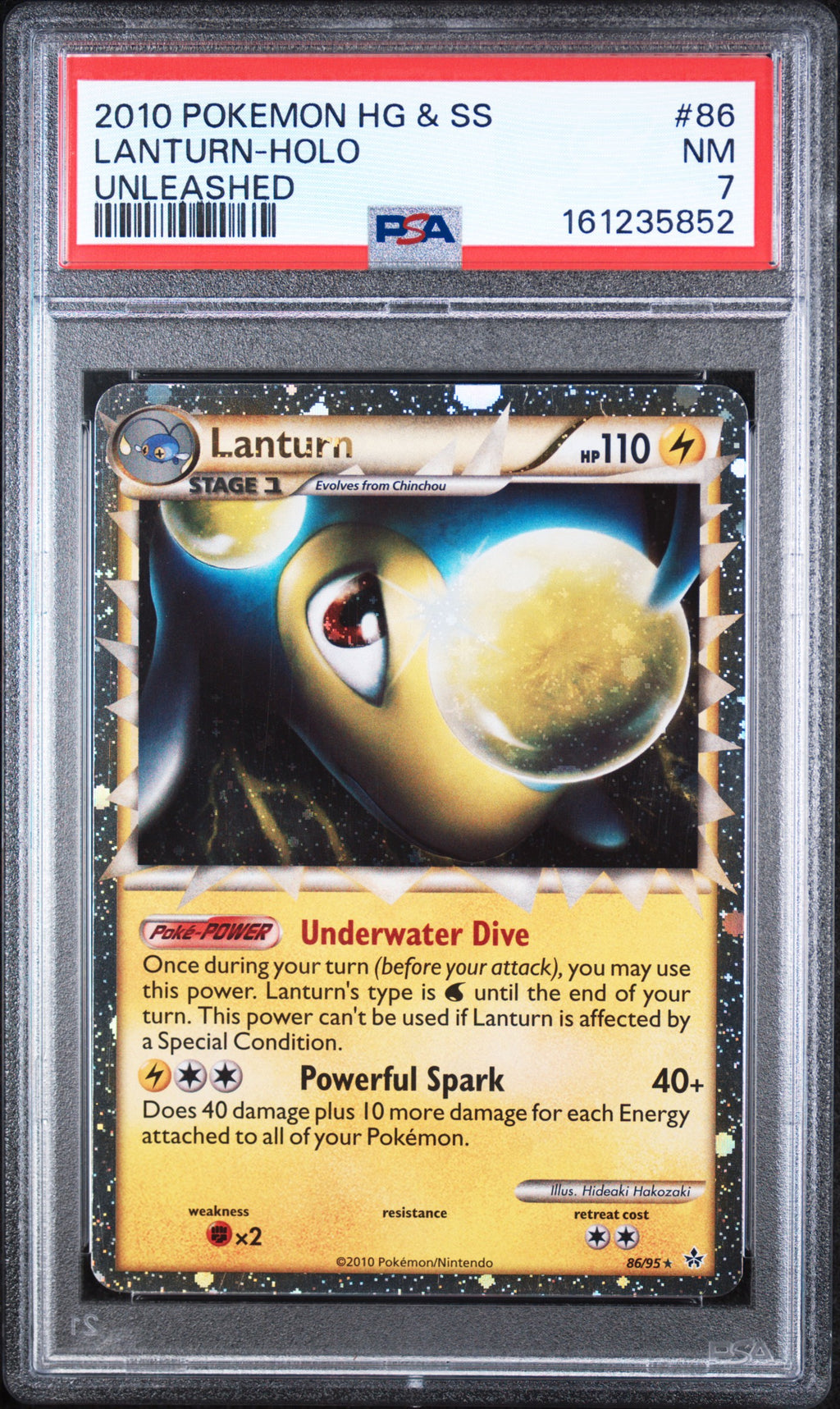 Lanturn Holo Pokemon Heartgold & Soulsilver Unleashed 86/95 PSA 7