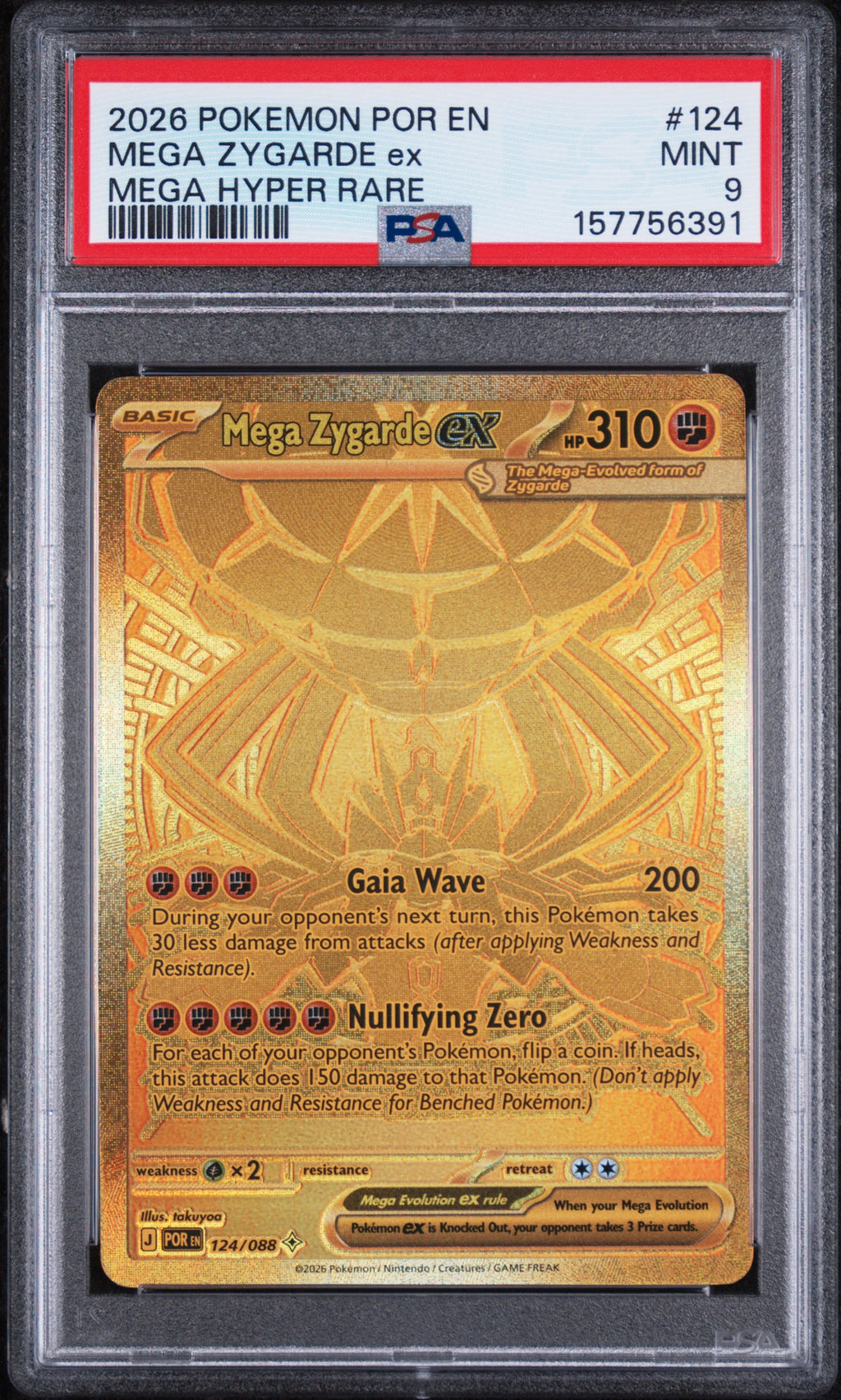 Mega Zygarde Ex Mega Hyper Rare Pokemon Por En-Perfect Order 124/088 PSA 9