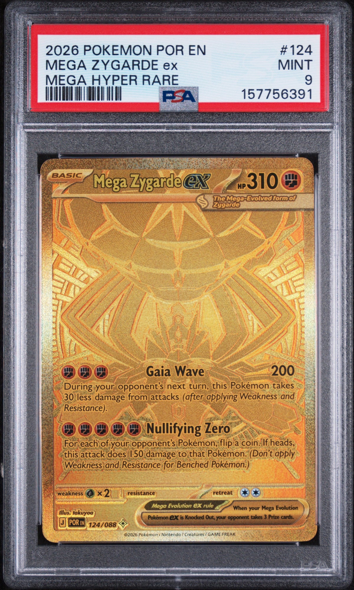 Mega Zygarde Ex Mega Hyper Rare Pokemon Por En-Perfect Order 124/088 PSA 9
