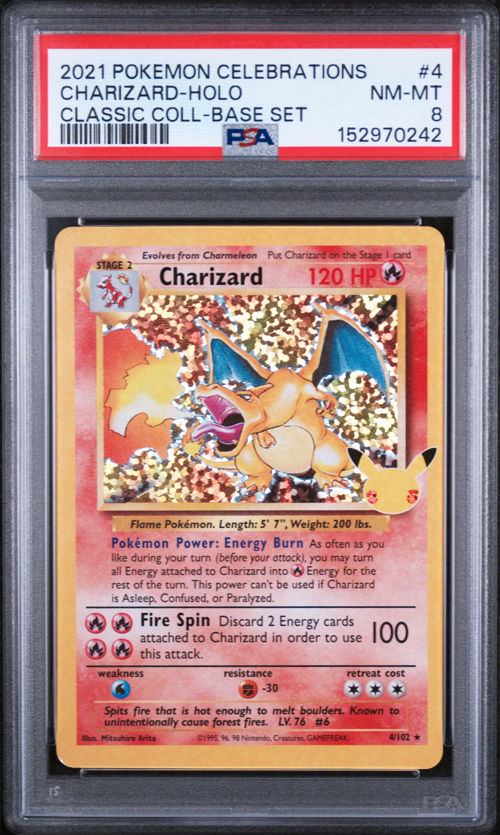 Charizard-Holo Pokemon Celebrations Classic Collection 4/102 PSA 8