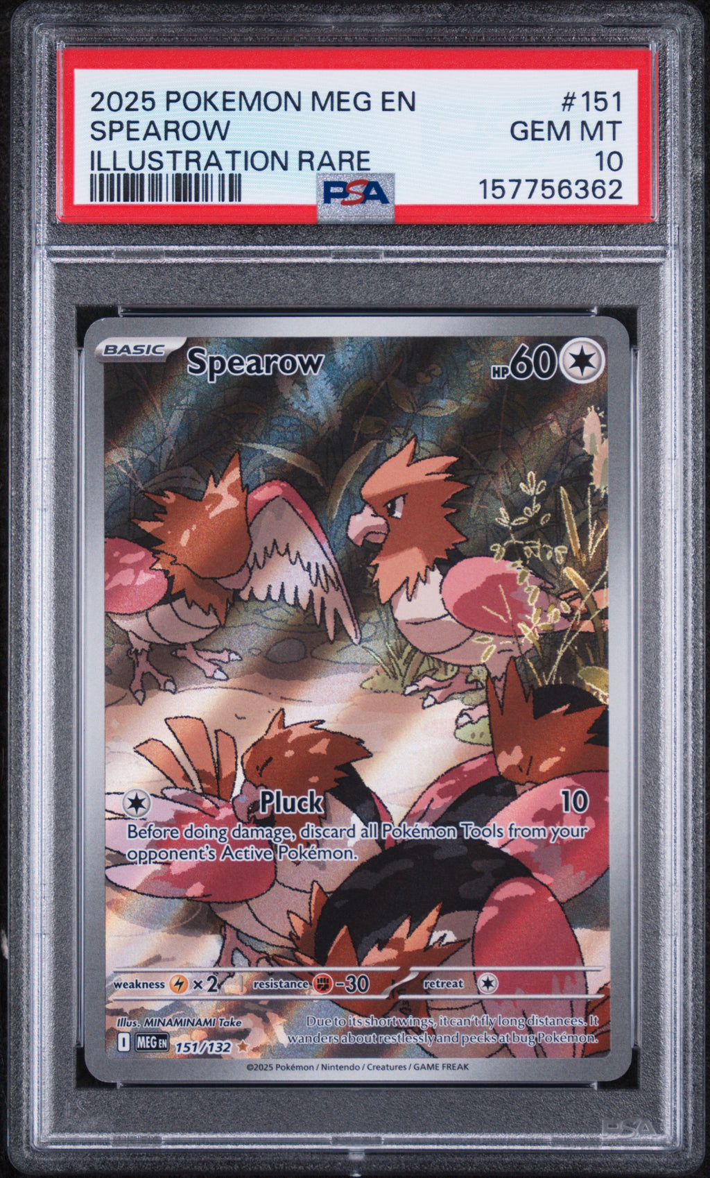 Spearow Illustration Rare Pokemon Meg En-Mega Evolution 151/132 PSA 10