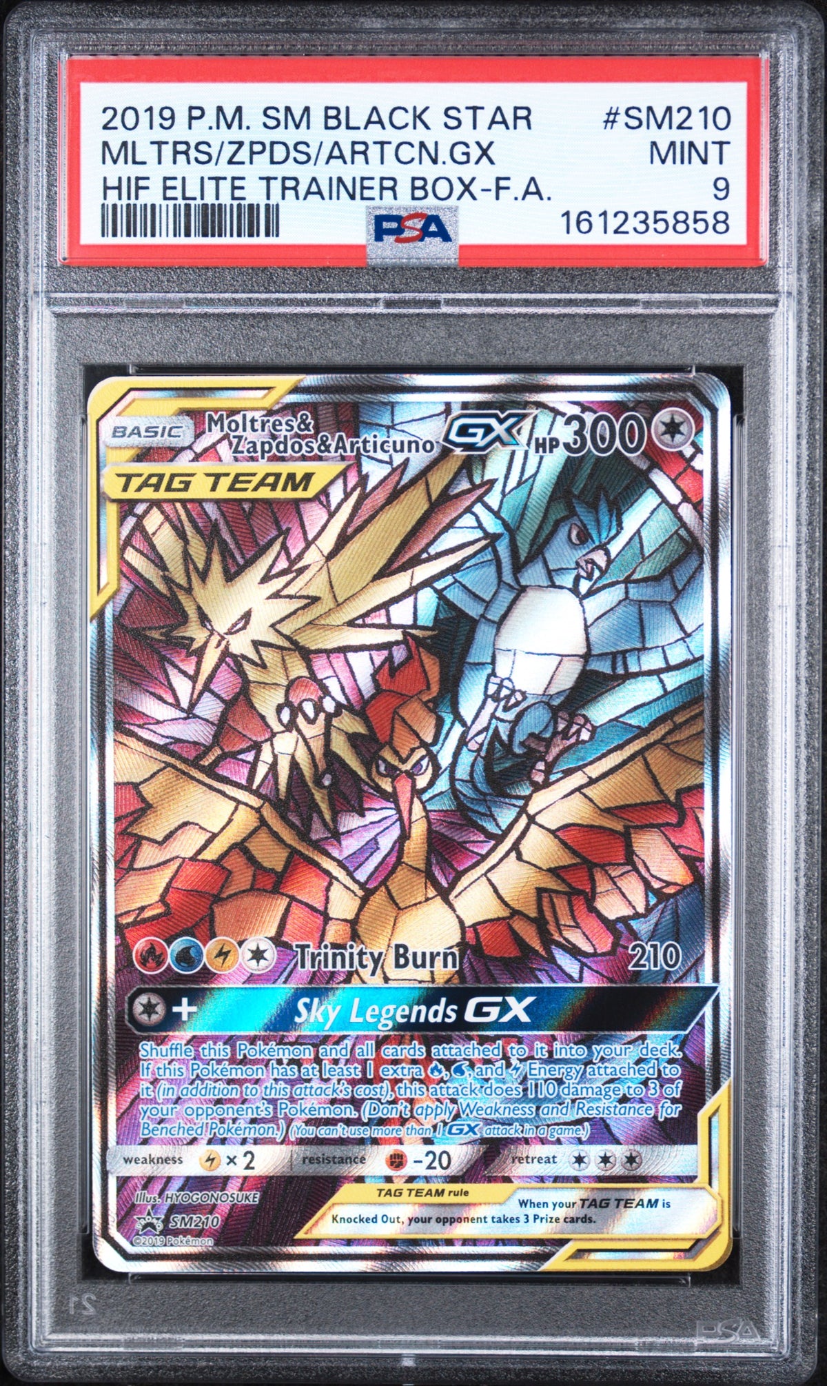 Moltres Zapdos Articuno Hidden Fates ETB Pokemon Black Star Promo SM210 PSA 9
